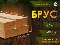 Брус 100х200х6000 мм хвоя 1 сорт